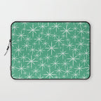 Mid Century Modern Twinkling Stars Retro Atomic Pattern in Green Teal Laptop Sleeve Gallery Image 1