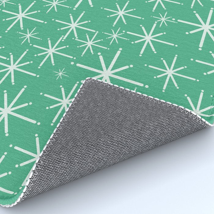Mid Century Modern Twinkling Stars Retro Atomic Pattern in Green Teal Rug Gallery Image 4