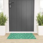 Mid Century Modern Twinkling Stars Retro Atomic Pattern in Green Teal Welcome Mat Gallery Image 3