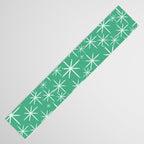 Mid Century Modern Twinkling Stars Retro Atomic Pattern in Green Teal Table Runner Gallery Image 3