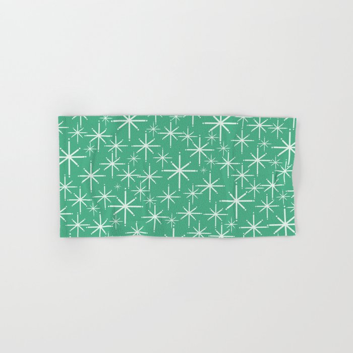 Mid Century Modern Twinkling Stars Retro Atomic Pattern in Green Teal Bath Towel Gallery Image 1