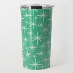 Mid Century Modern Twinkling Stars Retro Atomic Pattern in Green Teal Travel Mug Gallery Image 1