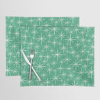 Mid Century Modern Twinkling Stars Retro Atomic Pattern in Green Teal Placemat Gallery Image 1