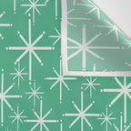 Mid Century Modern Twinkling Stars Retro Atomic Pattern in Green Teal Wall Tapestry Gallery Image 3