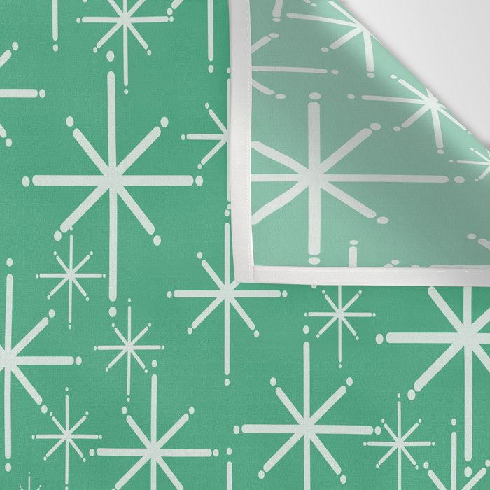 Mid Century Modern Twinkling Stars Retro Atomic Pattern in Green Teal Wall Tapestry Gallery Image 3
