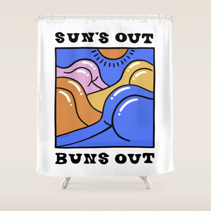 Sun's Out Buns Out (with Lettering) Shower Curtain Gallery Image 1