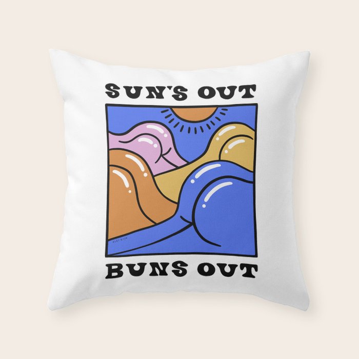 Sun's Out Buns Out (with Lettering) Throw Pillow Gallery Image 6