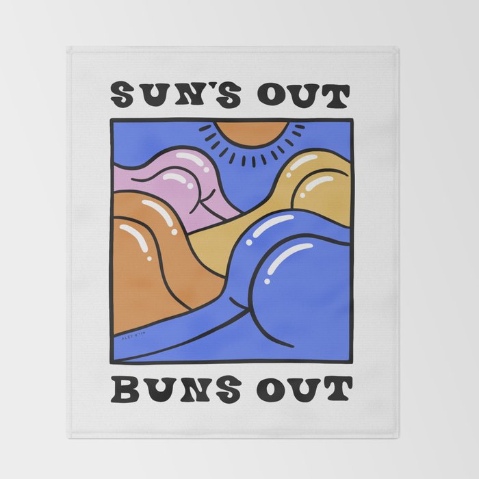 Sun's Out Buns Out (with Lettering) Throw Blanket Gallery Image 2