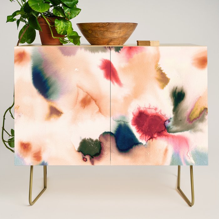 Abstract Watercolor Dreamy Autumn Painting Romantic Botanica Credenza Gallery Image 1