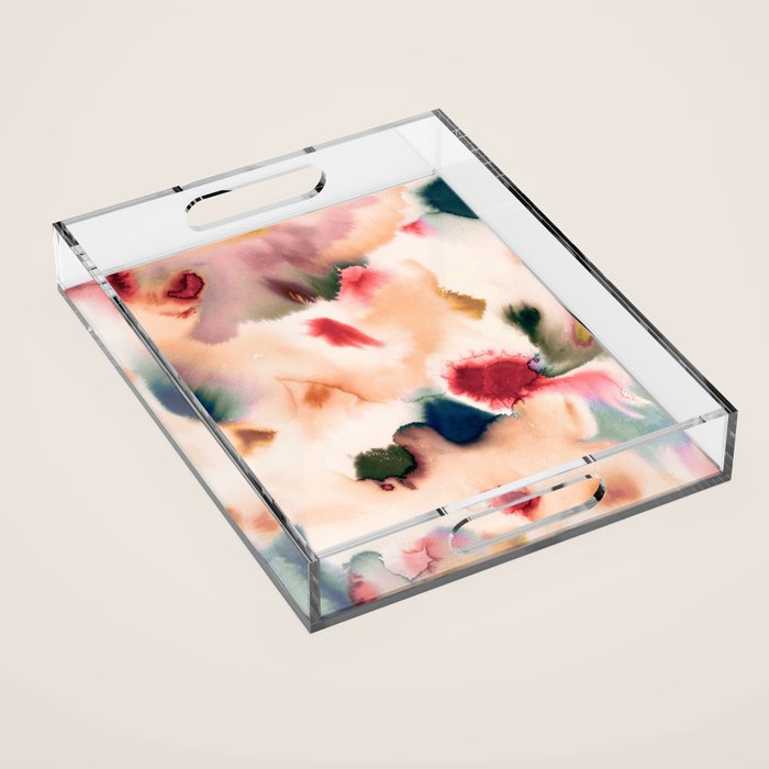Abstract Watercolor Dreamy Autumn Painting Romantic Botanica Acrylic Tray Gallery Image 1