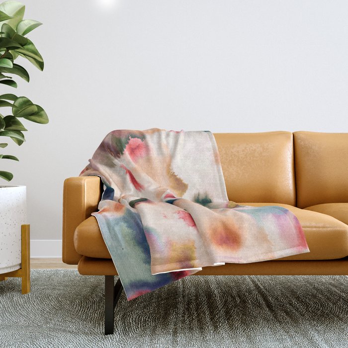 Abstract Watercolor Dreamy Autumn Painting Romantic Botanica Throw Blanket Gallery Image 1