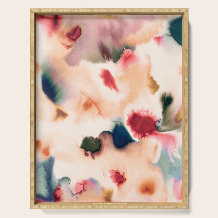 Abstract Watercolor Dreamy Autumn Painting Romantic Botanica Serving Tray Gallery Image 1