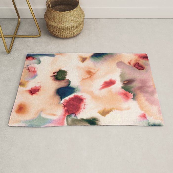 Abstract Watercolor Dreamy Autumn Painting Romantic Botanica Rug Gallery Image 1