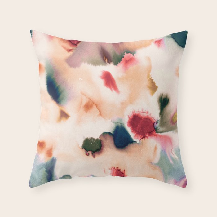 Abstract Watercolor Dreamy Autumn Painting Romantic Botanica Throw Pillow Gallery Image 1