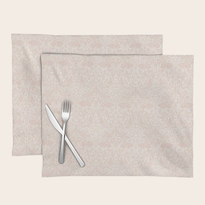 William Morris Brer Rabbit Faded Sea Pink Vintage Pattern Placemat Gallery Image 1
