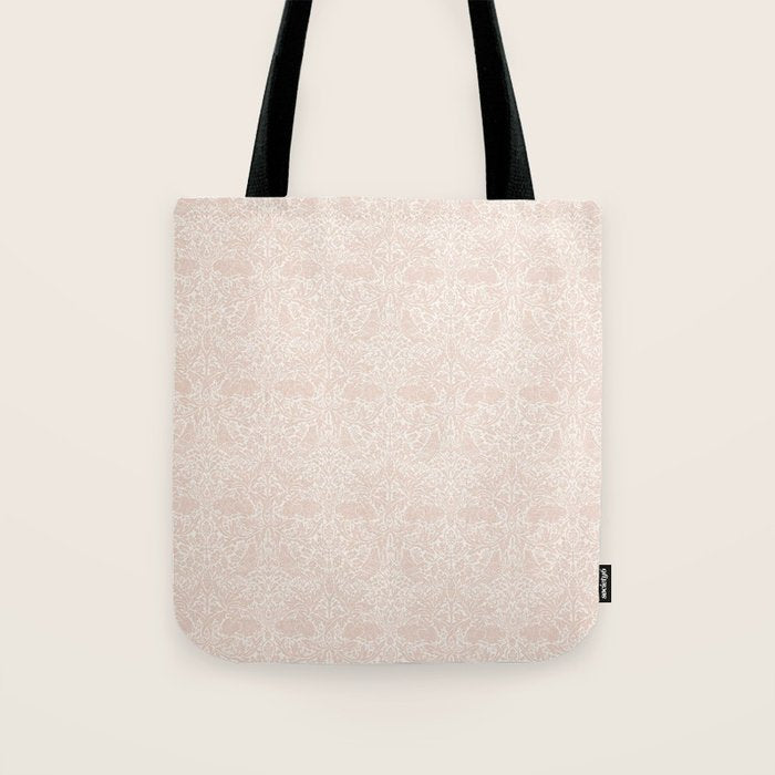 William Morris Brer Rabbit Faded Sea Pink Vintage Pattern Tote Bag Gallery Image 1