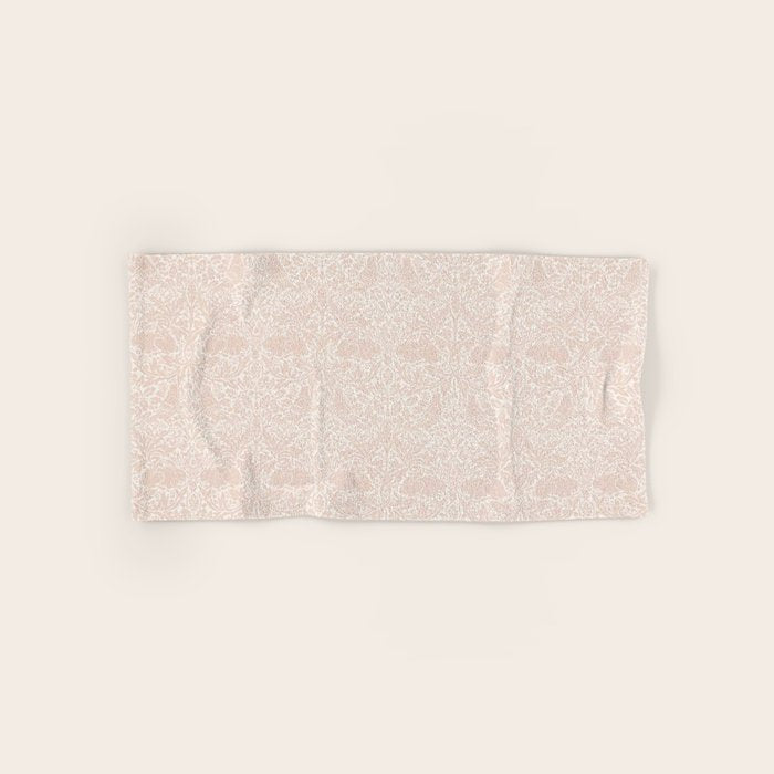 William Morris Brer Rabbit Faded Sea Pink Vintage Pattern Bath Towel Gallery Image 1