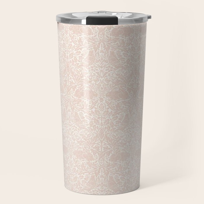 William Morris Brer Rabbit Faded Sea Pink Vintage Pattern Travel Mug Gallery Image 1