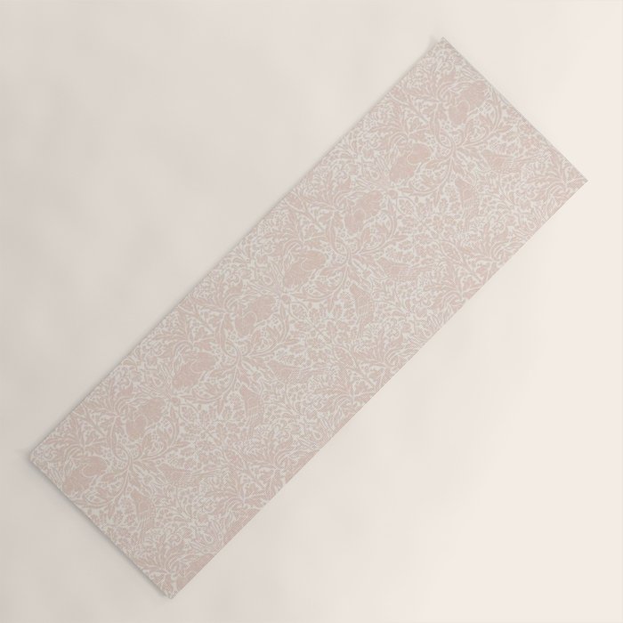 William Morris Brer Rabbit Faded Sea Pink Vintage Pattern Yoga Mat Gallery Image 1
