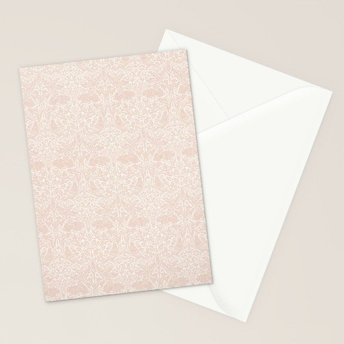 William Morris Brer Rabbit Faded Sea Pink Vintage Pattern Stationery Card Gallery Image 2