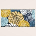Chrysanthemum Willow, Floral Prints, Blue and Yellow Desk Mat Gallery Image 3