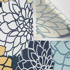 Chrysanthemum Willow, Floral Prints, Blue and Yellow Wall Tapestry Gallery Image 3