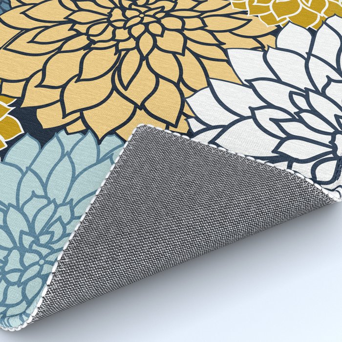 Chrysanthemum Willow, Floral Prints, Blue and Yellow Rug Gallery Image 4