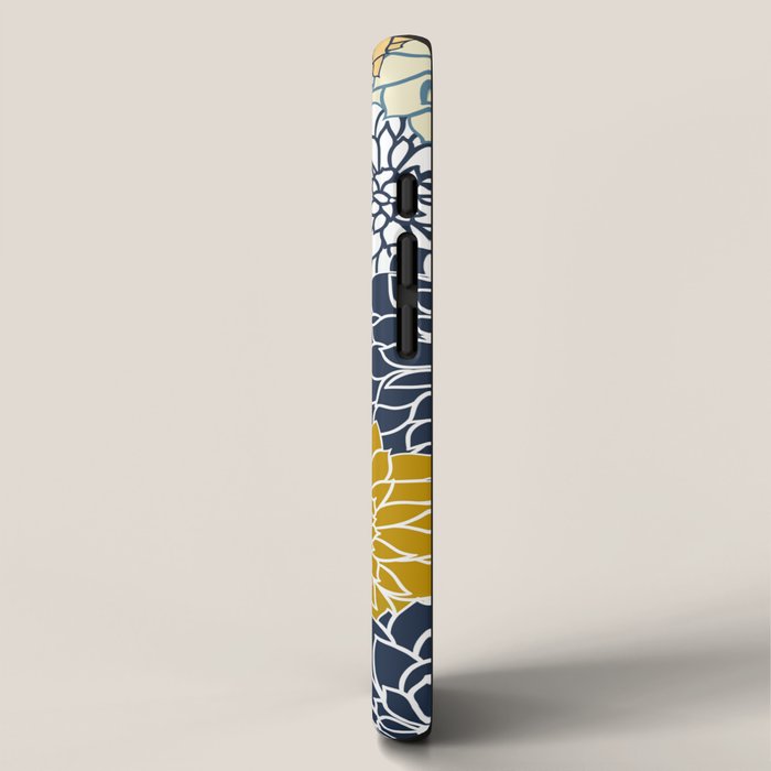 Chrysanthemum Willow, Floral Prints, Blue and Yellow iPhone Case Gallery Image 2