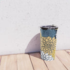 Chrysanthemum Willow, Floral Prints, Blue and Yellow Travel Mug Gallery Image 4