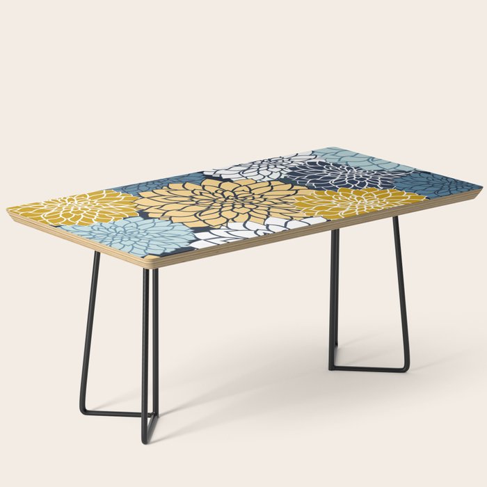 Chrysanthemum Willow, Floral Prints, Blue and Yellow Coffee Table Gallery Image 1