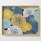 Chrysanthemum Willow, Floral Prints, Blue and Yellow Serving Tray Gallery Image 1