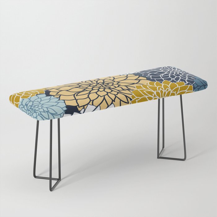 Chrysanthemum Willow, Floral Prints, Blue and Yellow Bench Gallery Image 1