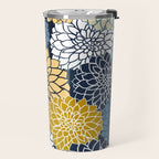Chrysanthemum Willow, Floral Prints, Blue and Yellow Travel Mug Gallery Image 2