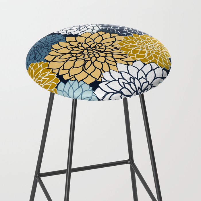 Chrysanthemum Willow, Floral Prints, Blue and Yellow Stool Gallery Image 2