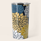 Chrysanthemum Willow, Floral Prints, Blue and Yellow Travel Mug Gallery Image 1