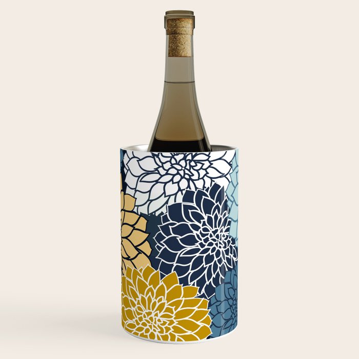 Chrysanthemum Willow, Floral Prints, Blue and Yellow Wine Chiller Gallery Image 3