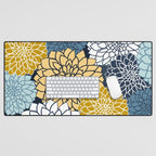 Chrysanthemum Willow, Floral Prints, Blue and Yellow Desk Mat Gallery Image 1