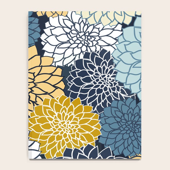 Chrysanthemum Willow, Floral Prints, Blue and Yellow Notebook Gallery Image 4