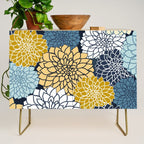 Chrysanthemum Willow, Floral Prints, Blue and Yellow Credenza Gallery Image 1