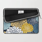 Chrysanthemum Willow, Floral Prints, Blue and Yellow Laptop Sleeve Gallery Image 2