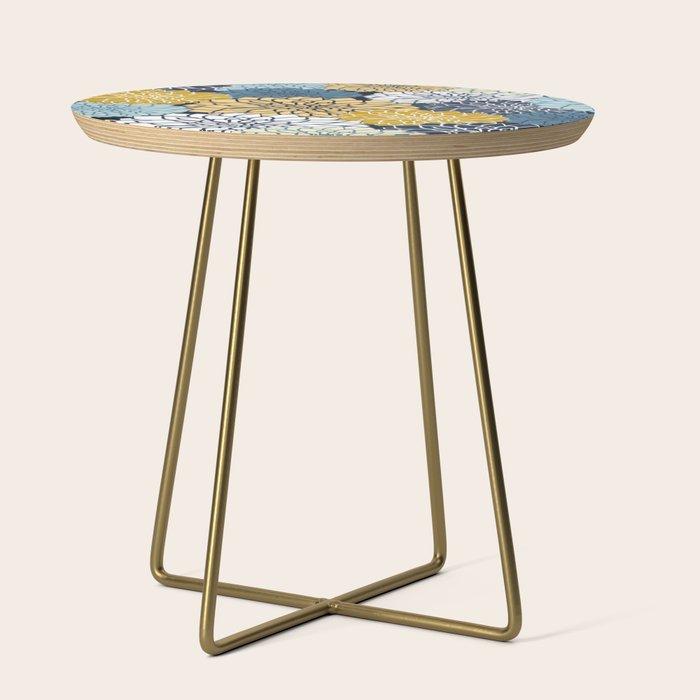 Chrysanthemum Willow, Floral Prints, Blue and Yellow Side Table Gallery Image 1