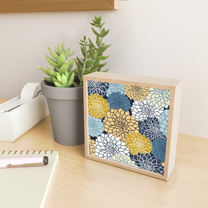 Chrysanthemum Willow, Floral Prints, Blue and Yellow Mini Art Print Gallery Image 2