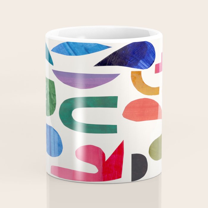 'Night Garden' Abstract Colorful Paper Collage Mid Century Fun Minimal Shapes by Ejaaz Haniff Coffee Mug Gallery Image 4