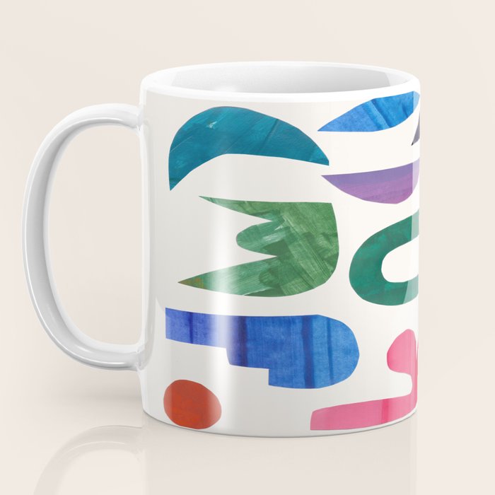 'Night Garden' Abstract Colorful Paper Collage Mid Century Fun Minimal Shapes by Ejaaz Haniff Coffee Mug Gallery Image 3