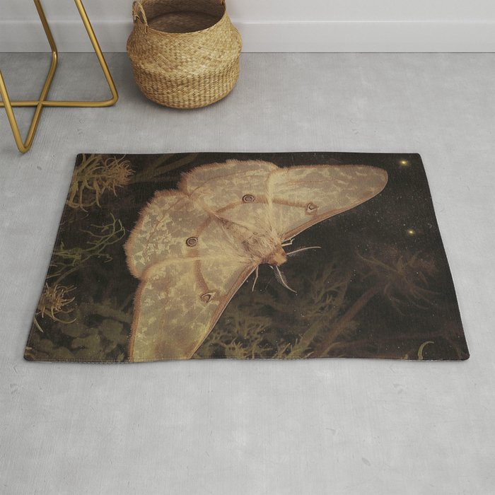 White Moth Insect Goth Dark Rug Gallery Image 1