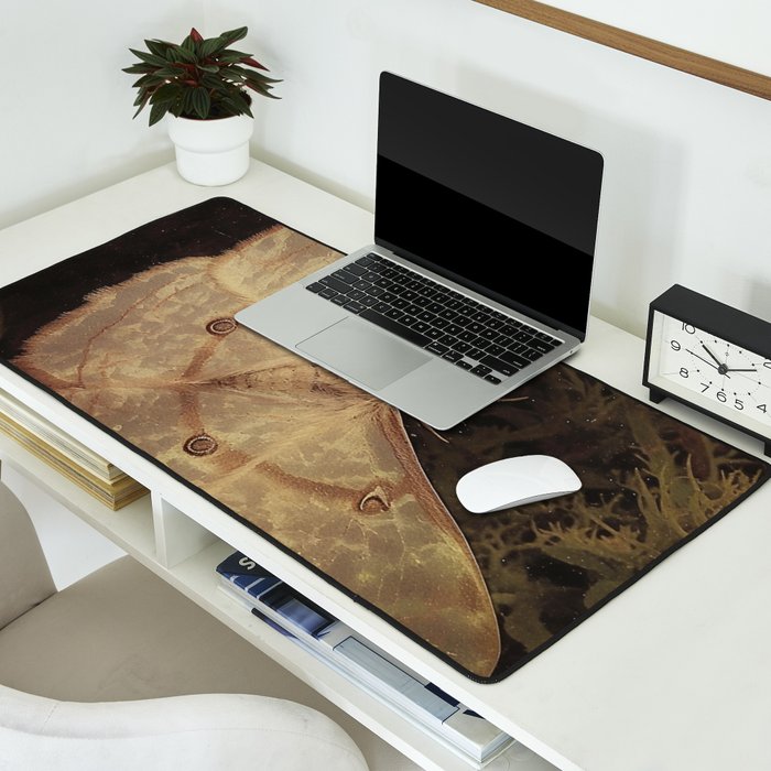 White Moth Insect Goth Dark Desk Mat Gallery Image 2