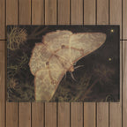 White Moth Insect Goth Dark Outdoor Rug Gallery Image 1