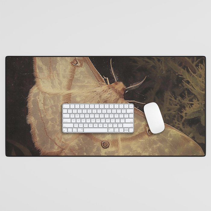 White Moth Insect Goth Dark Desk Mat Gallery Image 1