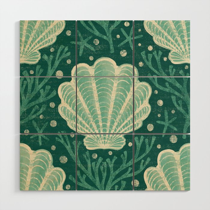 Seashell - sea green Wood Wall Art Gallery Image 1
