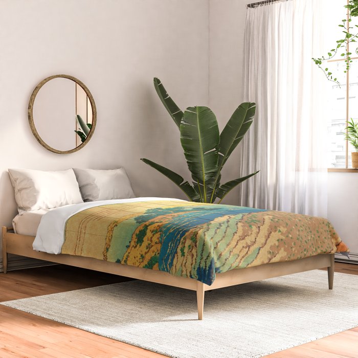 Waters of Goh - Ocean Nature Landscape in Yellow and Blue Comforter Gallery Image 2